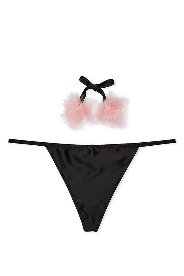 Трусики стринг с помпонами 82068468 black