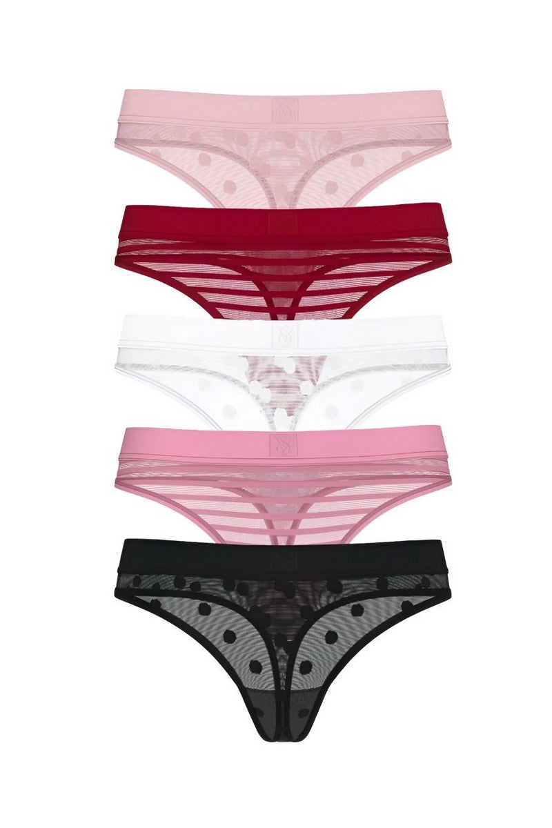 Трусики стринг с микросеткой 893298151 (5 шт.) multi
