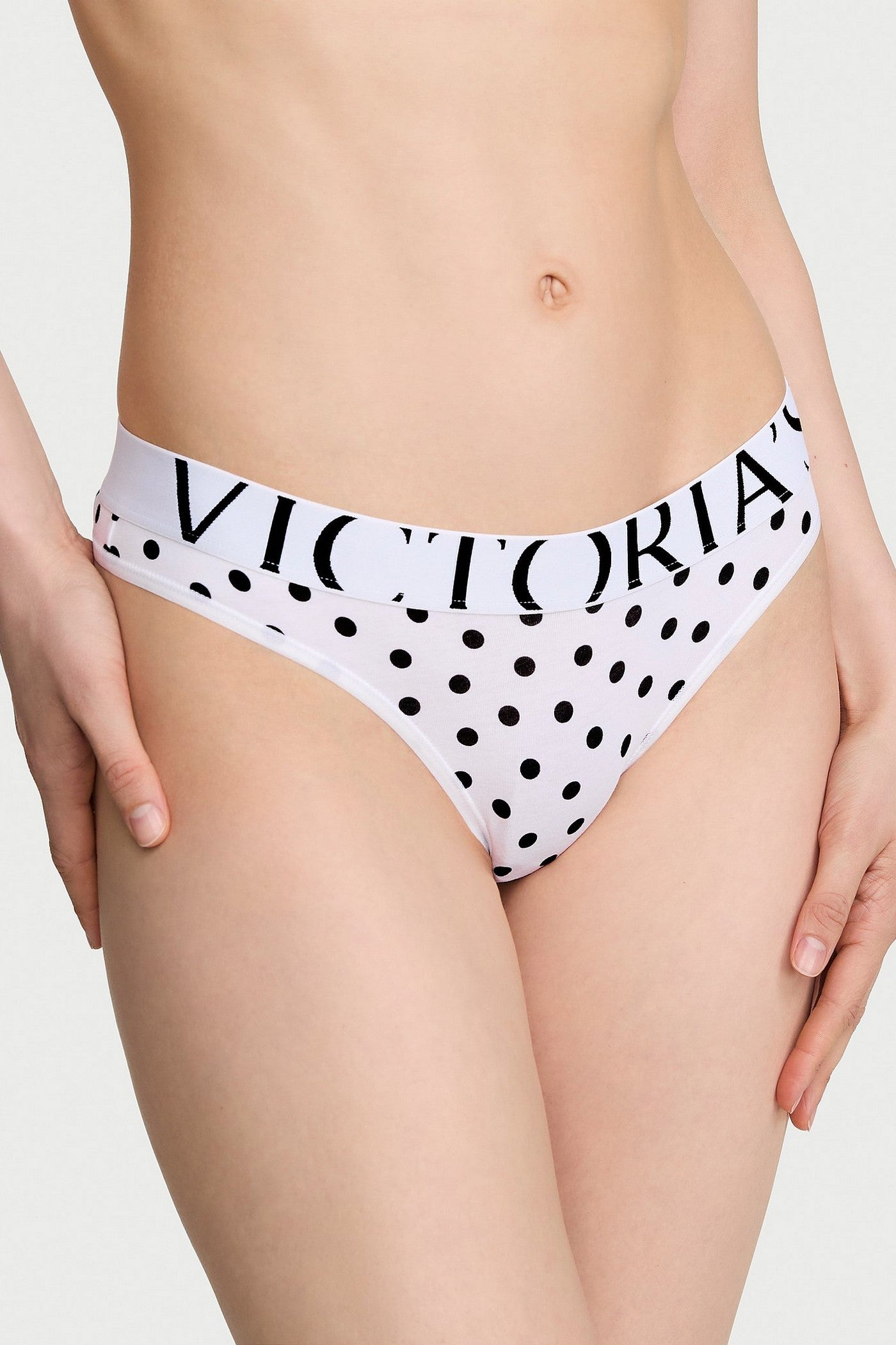 Бавовняні трусики стрінги 909940197 white Victoria`s Secret