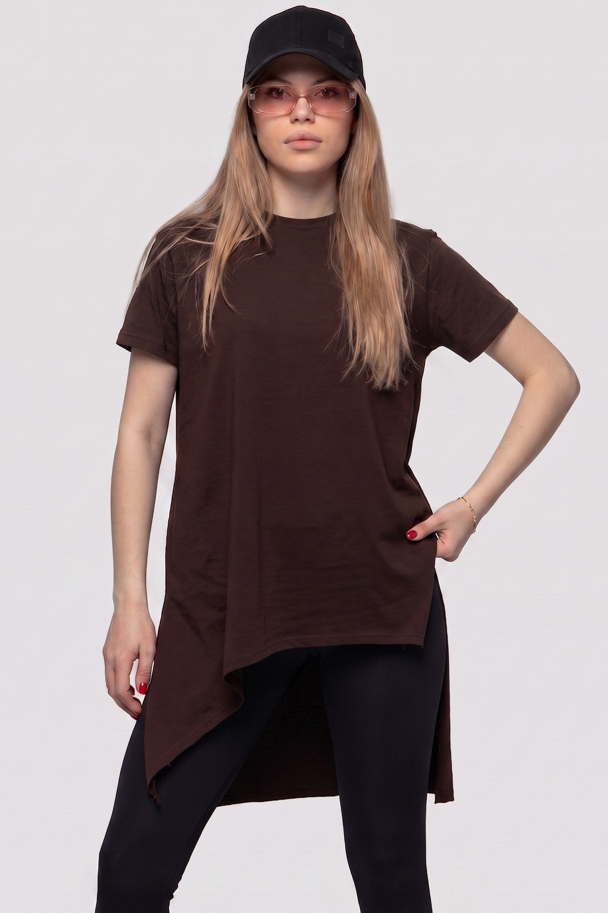 Подовжена туніка D31-KH97 brown Totalfit