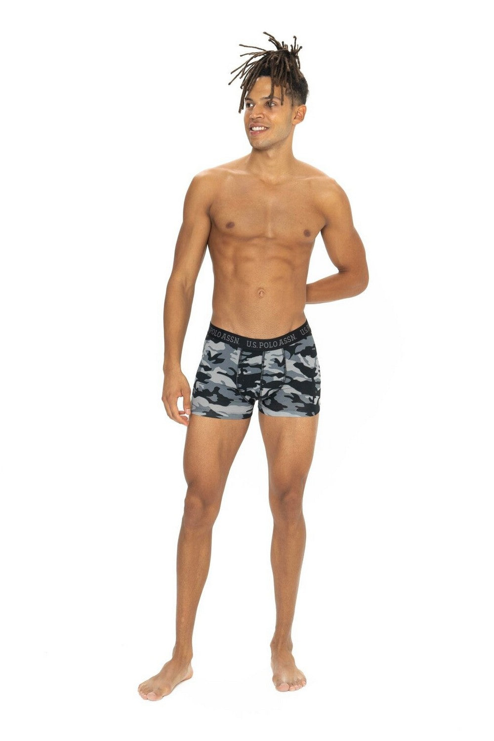 Мужские трусы шорты из хлопка 80542 black/anthracite/printed (3 шт.)