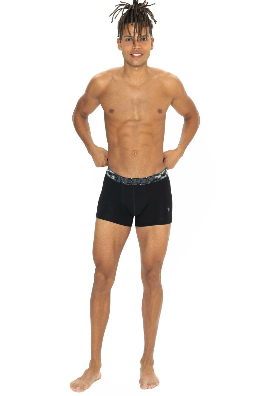 Чоловічі труси шорти з бавовни 80542 black/anthracite/printed (3 шт.)