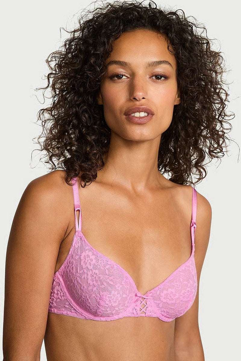 Мягкий бюстгальтер из кружева 122547014 lilac