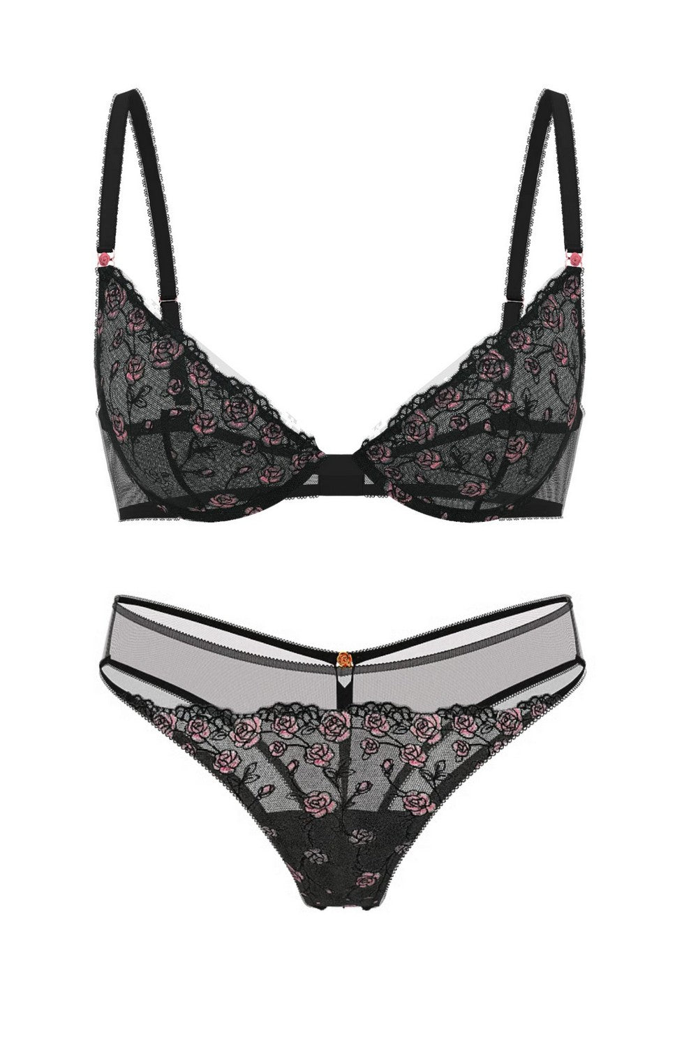 Комплект білизни із мікросітки 142021915 black Victoria`s Secret