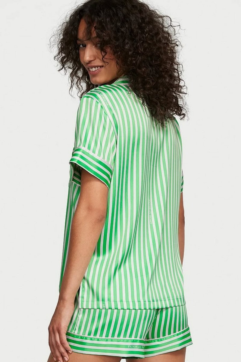 Сатинова піжама з шортами 143094589 green