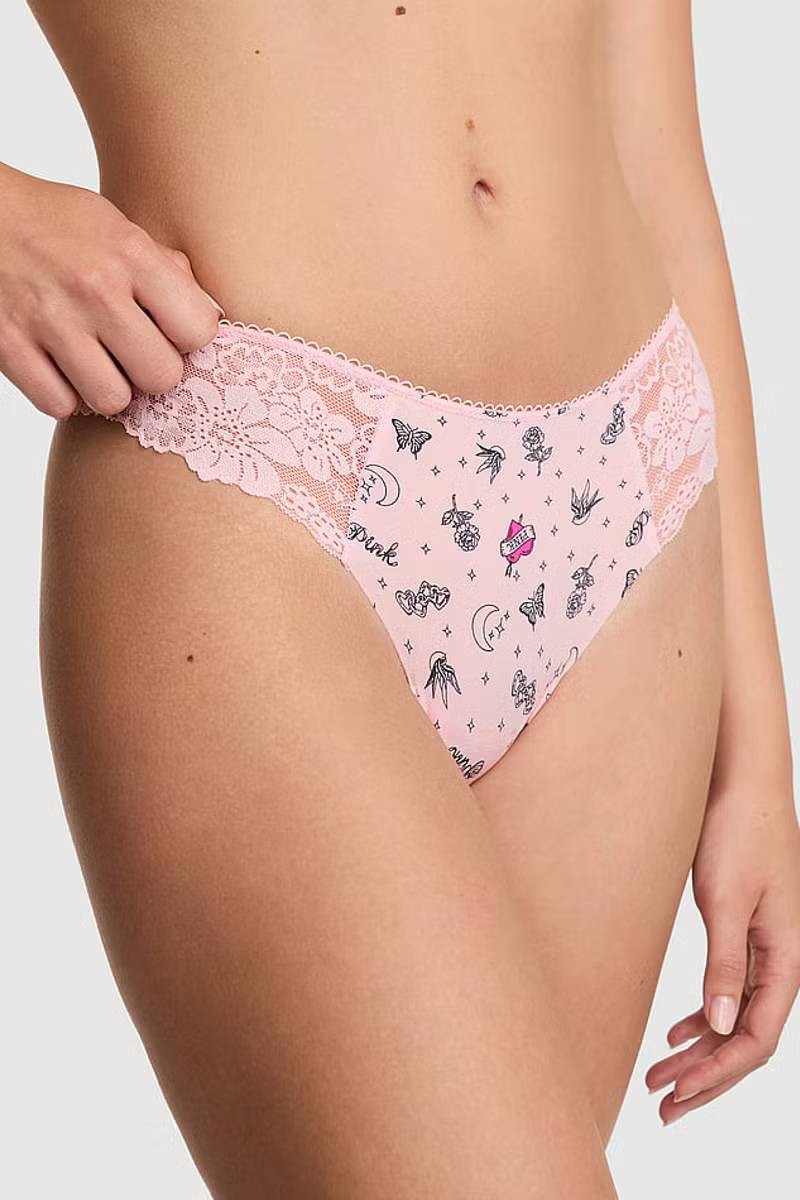 Трусики стрінги з мереживом 158326685 rose Victoria`s Secret