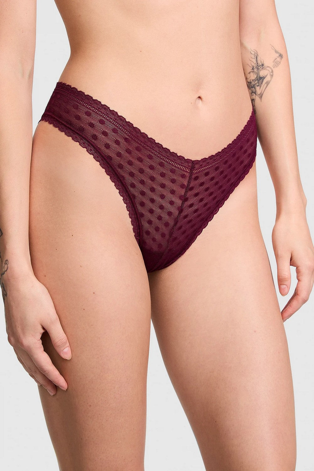 Трусики бразиліана з мікросітки 163719692 burgundy