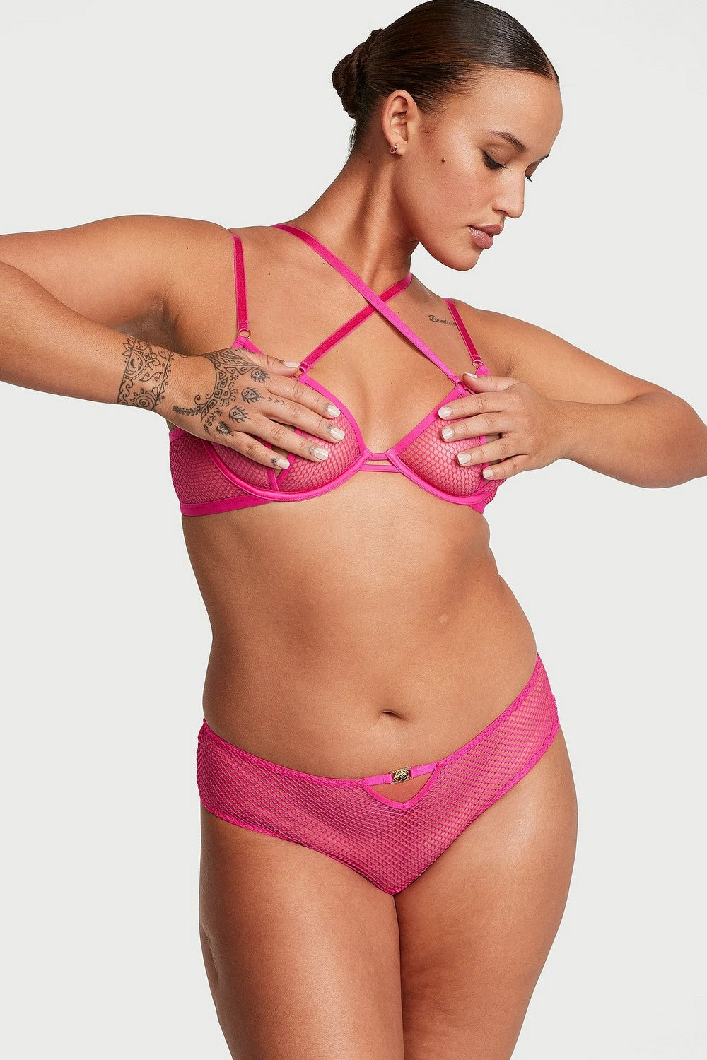 Комплект білизни із сітки 18743007 pink