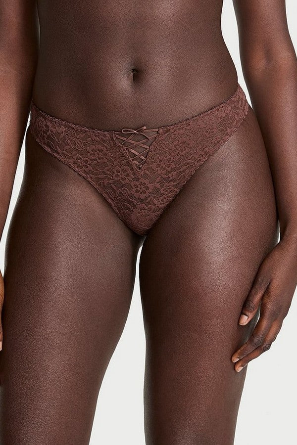 Мереживні трусики стрінги 229813119 brown Victoria`s Secret
