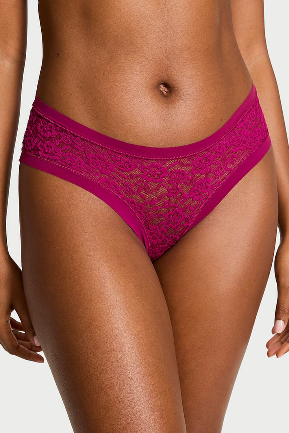Мереживні трусики бразиліана 279189886 burgundy Victoria`s Secret