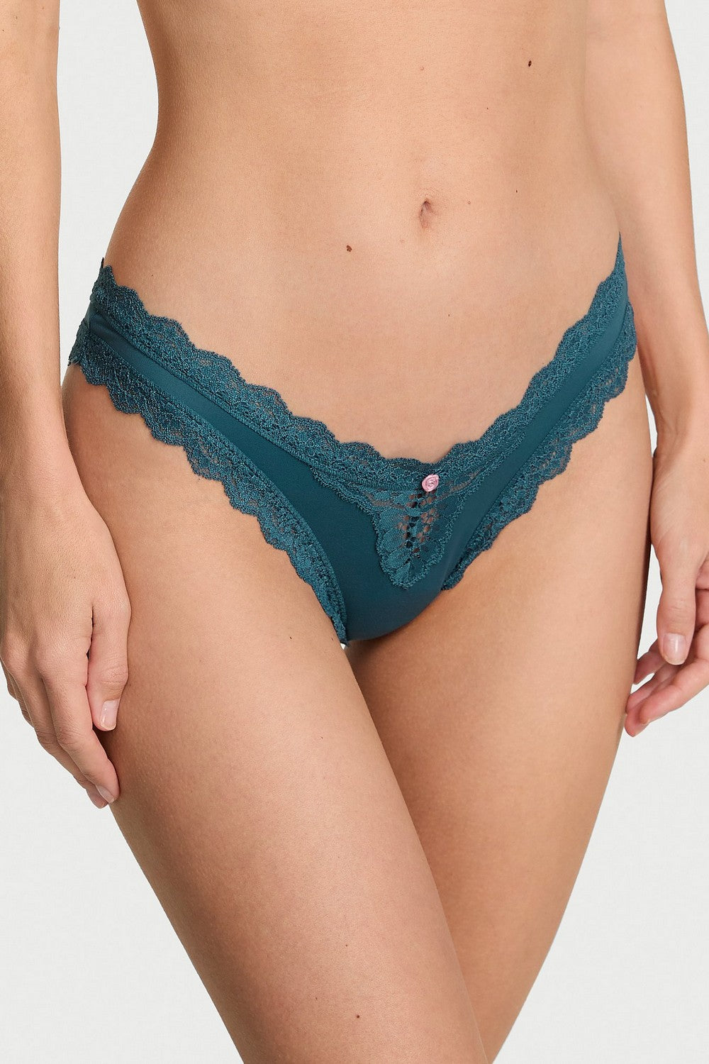 Трусики бразиліана з мереживом 382717653 blue Victoria`s Secret