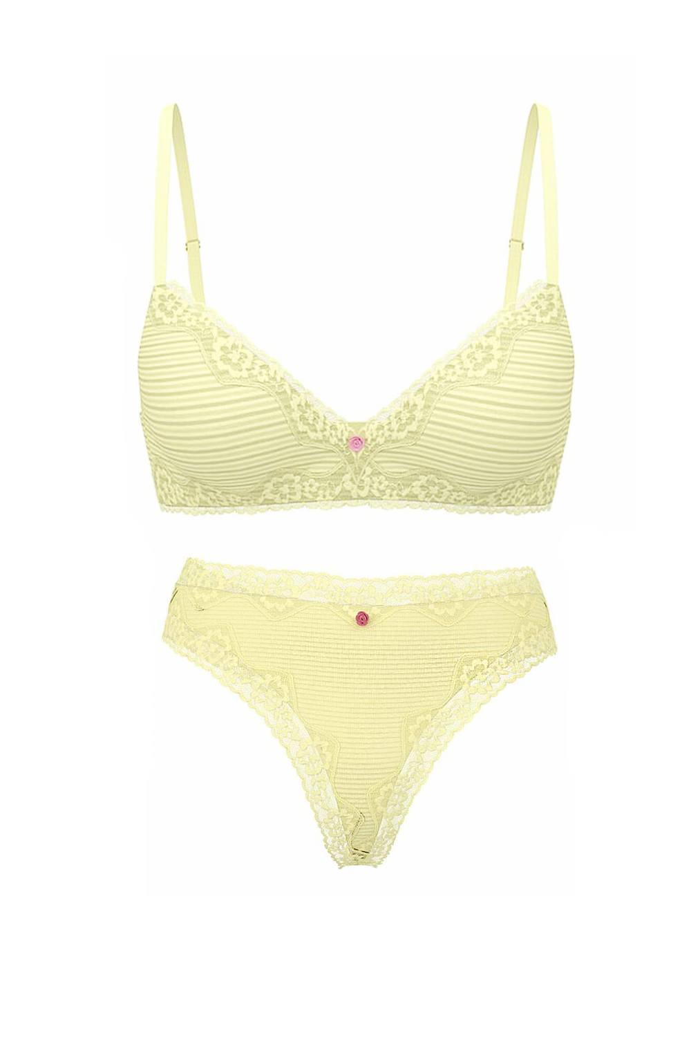 Комплект білизни з мереживом 383396257 yellow Victoria`s Secret