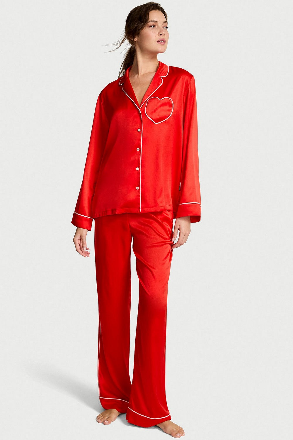 Сатинова піжама зі брюками 414321833 red Victoria`s Secret