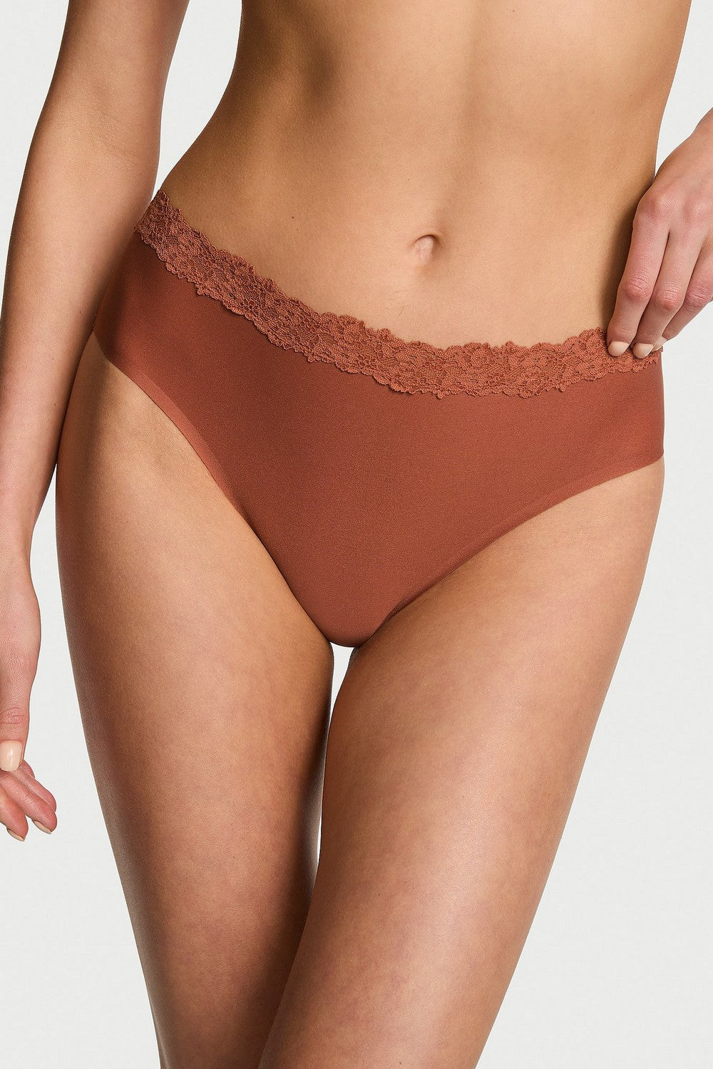 Трусики сліп з мереживом 41447198 brown Victoria`s Secret