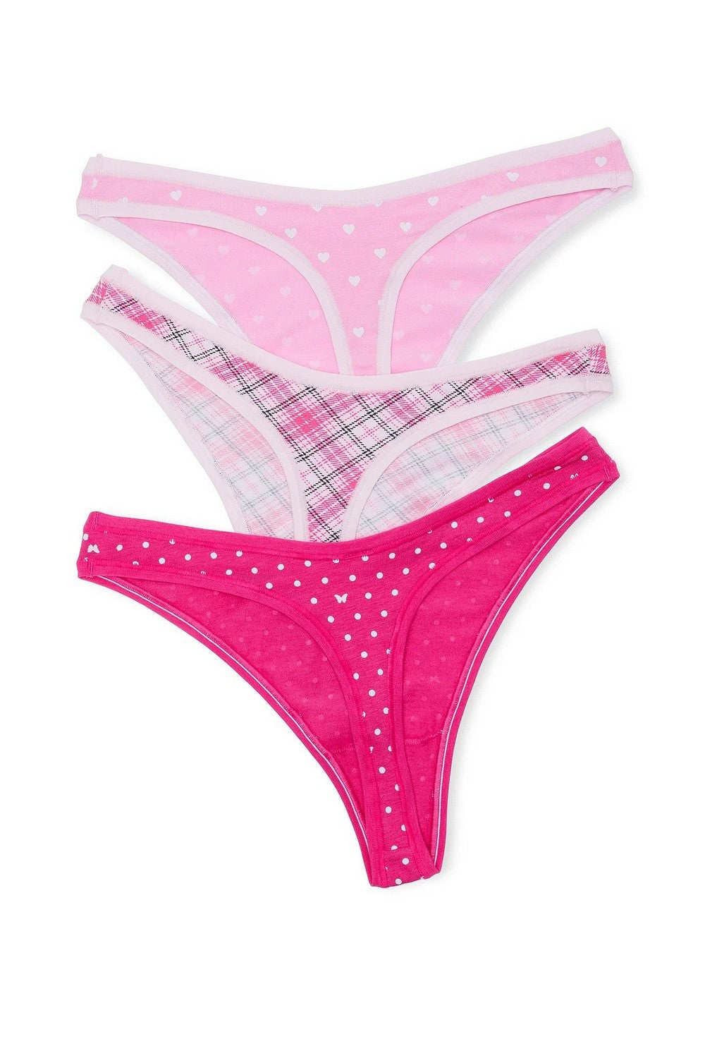 трусики стрінги із бавовни 426701675 (3 шт.) pink Victoria`s Secret