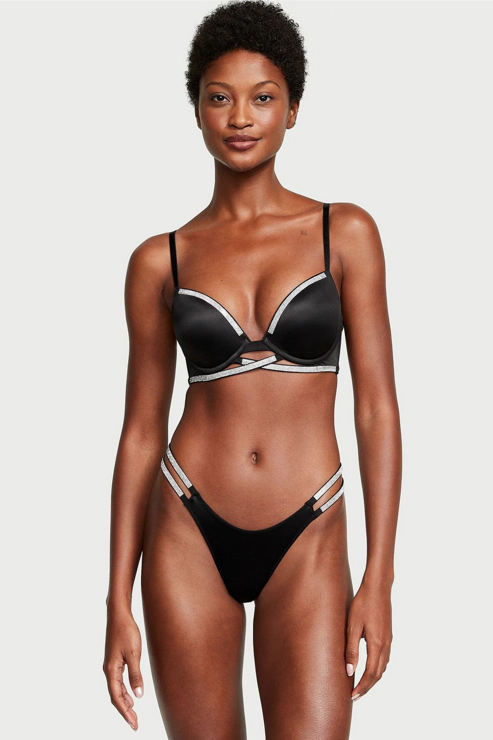 Комплект білизни зі стразами 431687073 black