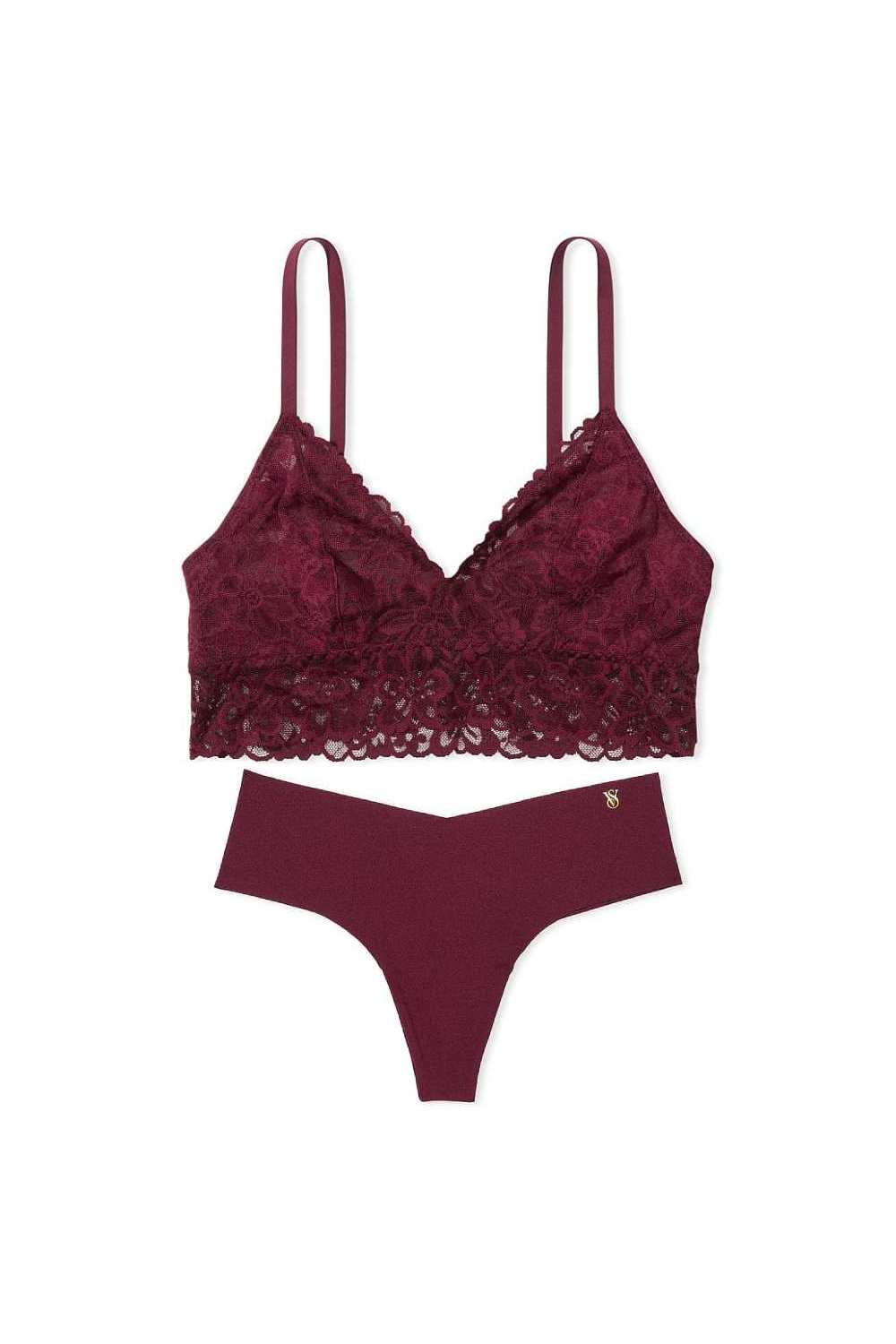 Комплект білизни з мереживом 484969364 burgundy