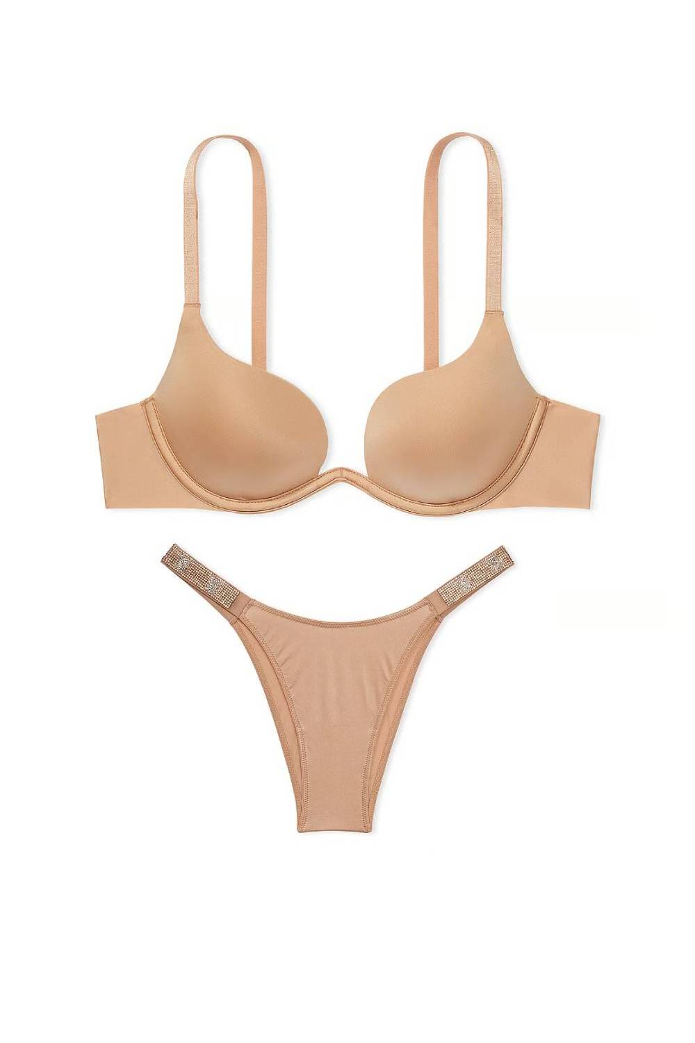 Комплект білизни зі стразами 547890489 beige