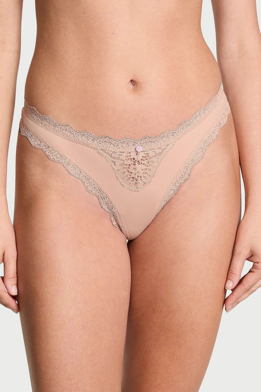 Трусики стрінги з мереживом 563498417 beige Victoria`s Secret