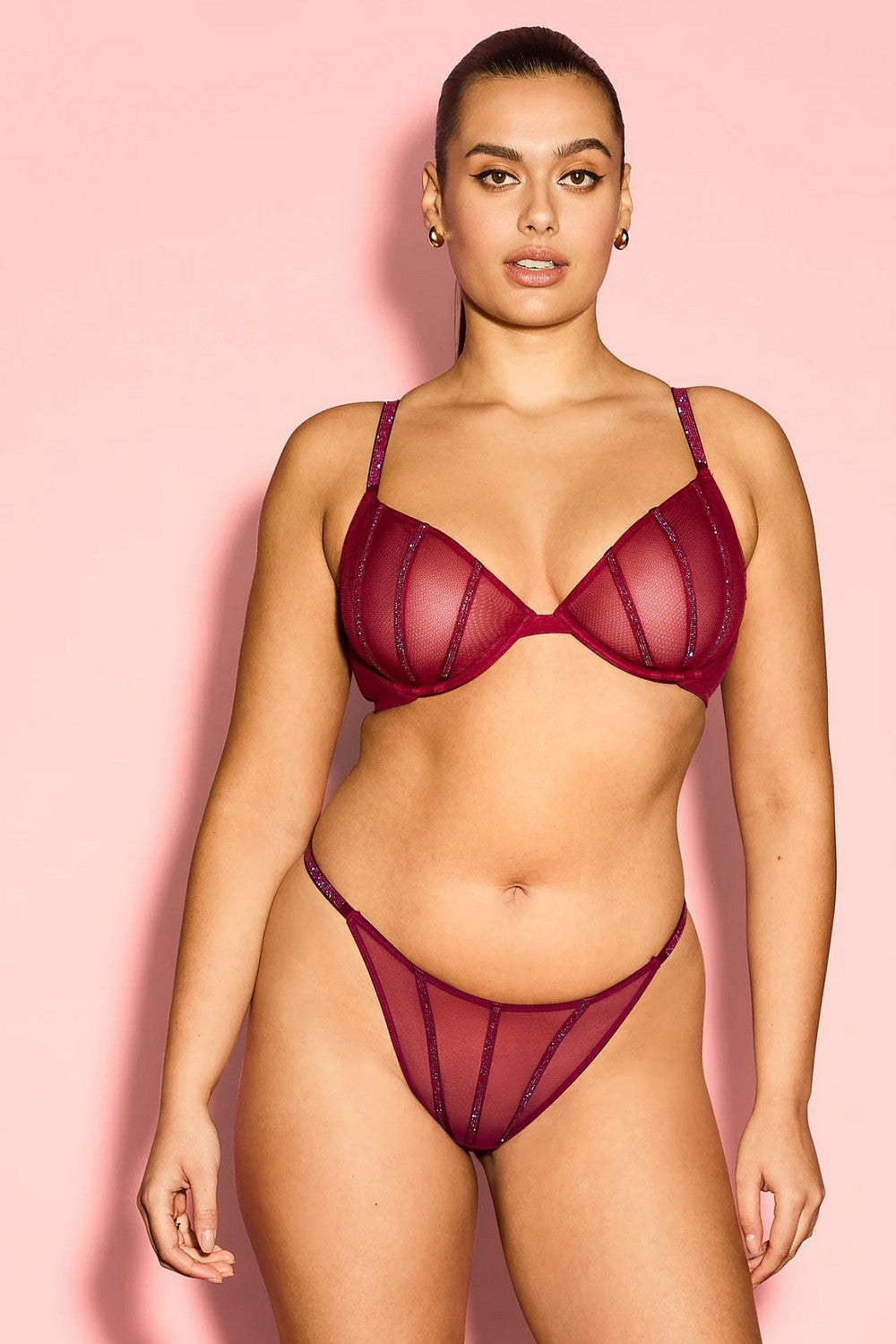 Комплект білизни із мікросітки 616938923 burgundy