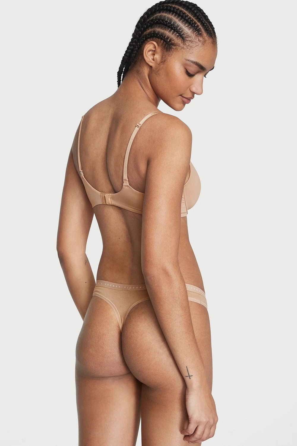 Бавовняні трусики стрінг 623539083 beige Victoria`s Secret спина