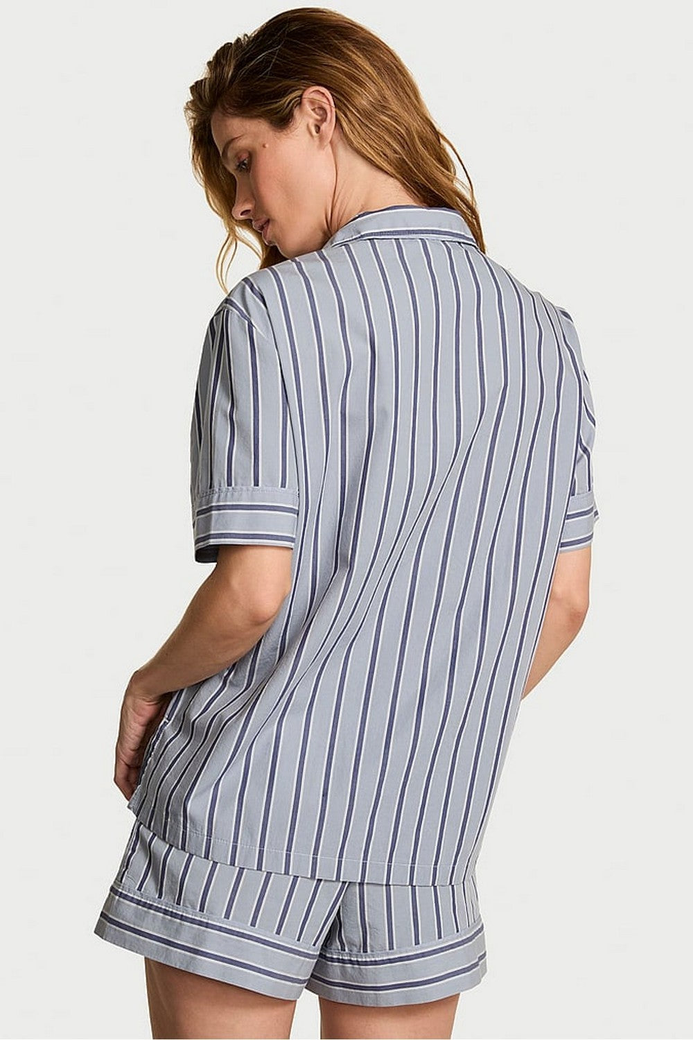 Бавовняна піжама з шортами 739830975 blue/gray Victoria`s Secret спина