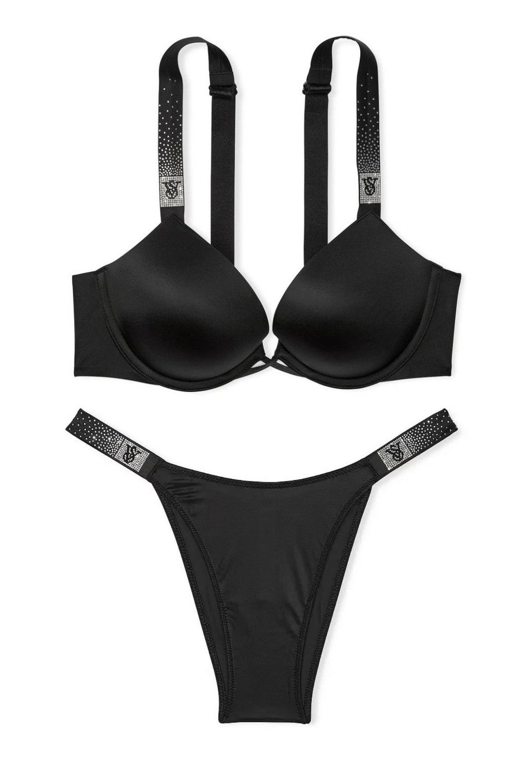 Комплект білизни зі стразами 783174152 black