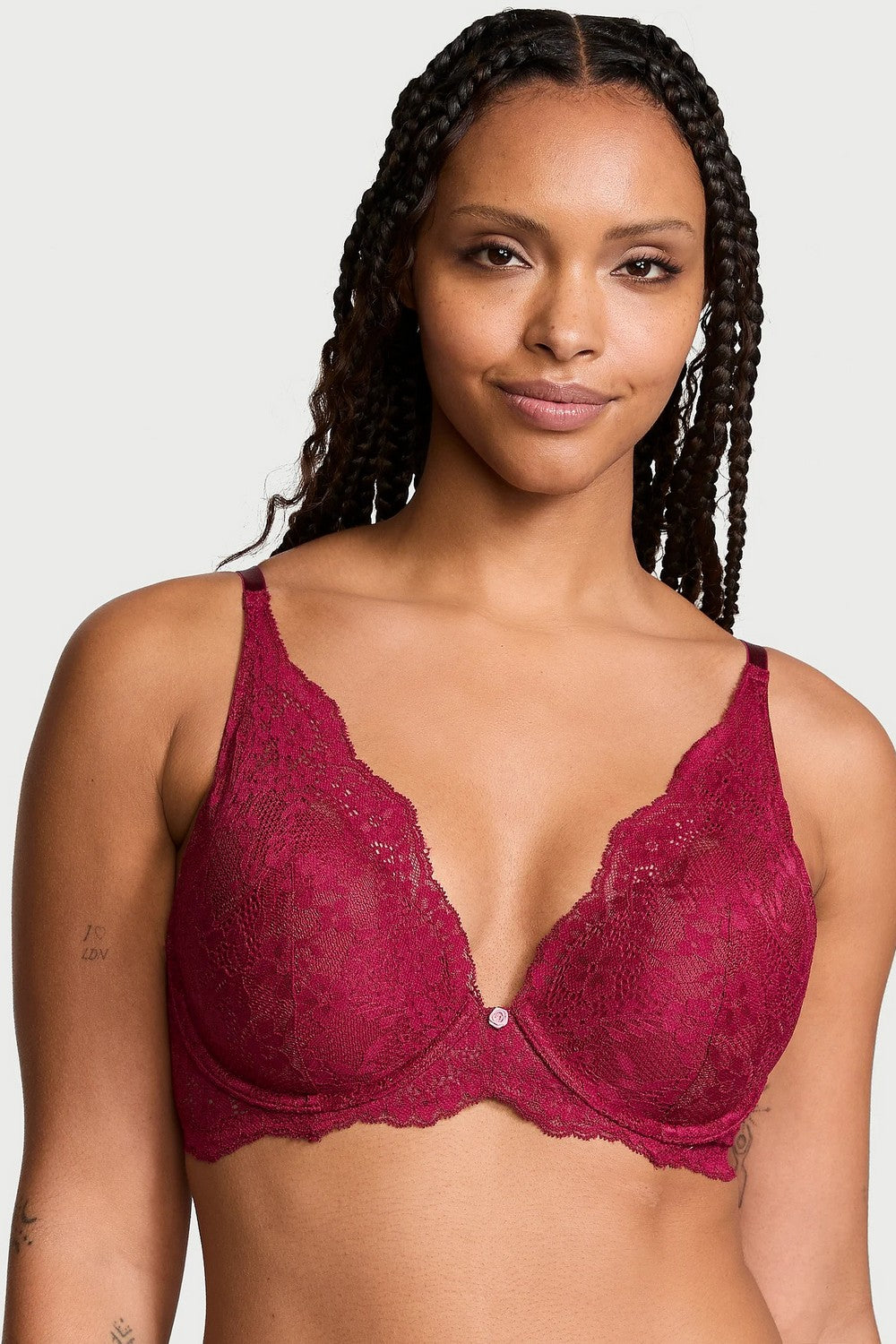 Комплект білизни з мережива 81210593 burgundy