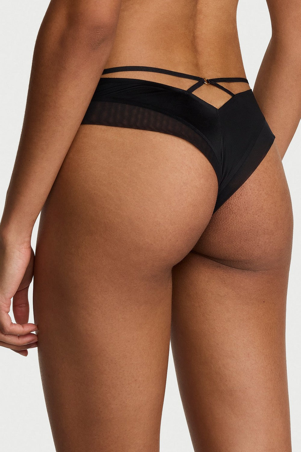 Трусики стрінг з ремінцями 84011876 black Victoria`s Secret спина