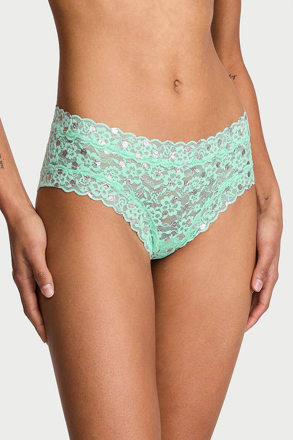 Мереживні трусики сліп 860603632 green Victoria`s Secret