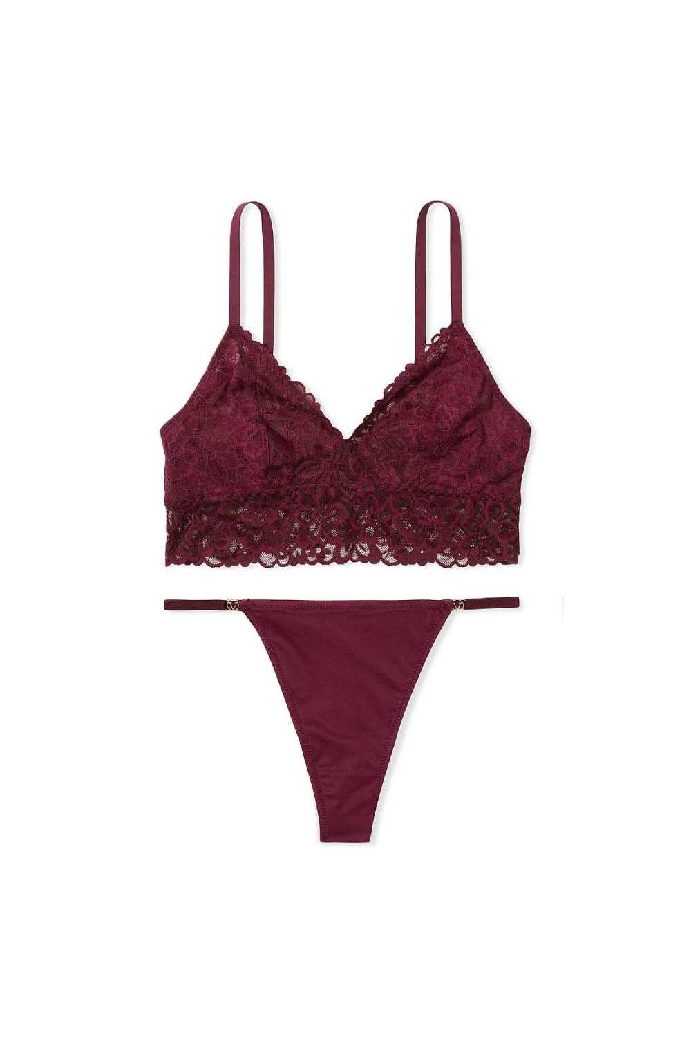 Комплект білизни з мережива 884259052 burgundy