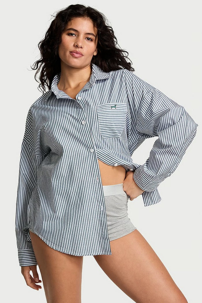 Домашняя рубашка в полоску 937206697 white