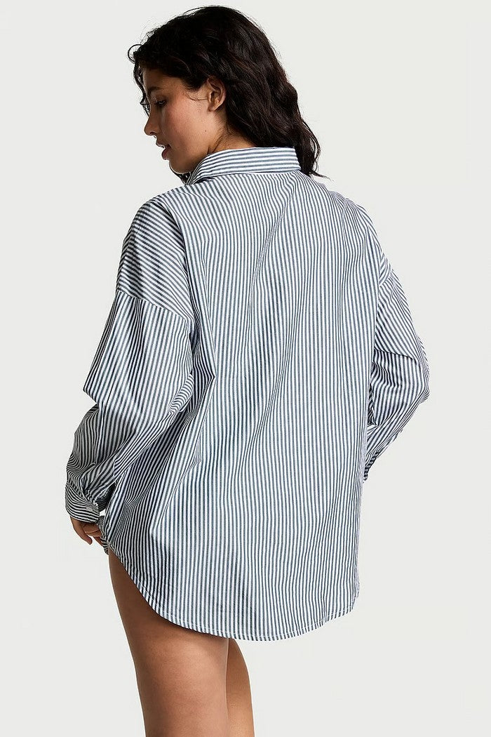 Домашняя рубашка в полоску 937206697 white