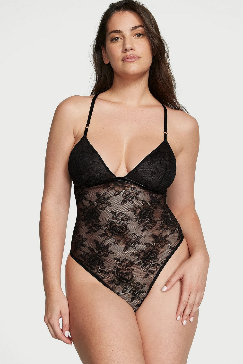 Кружевное боди с разрезом 93732150 black