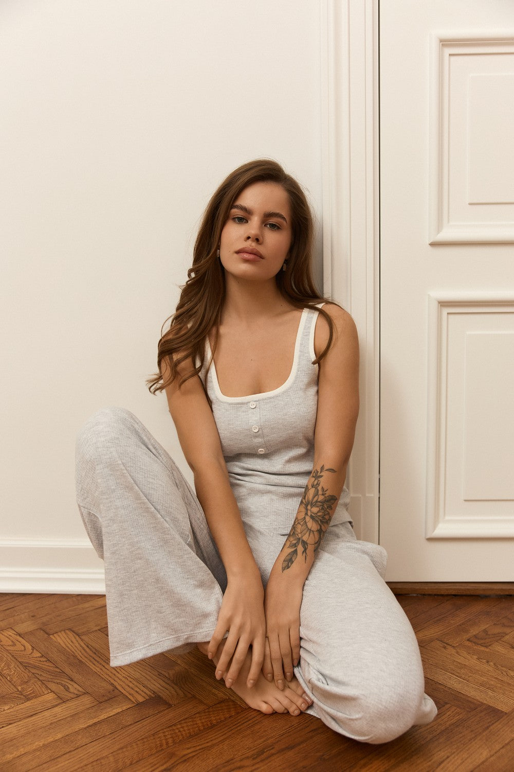 Бавовняна піжама з майкою Trendy TR-7064 gray