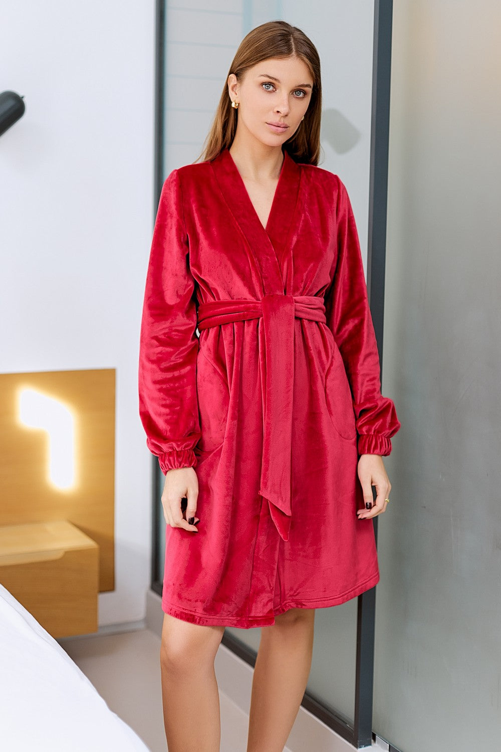 Велюровый халат Velour VL-5910C raspberry