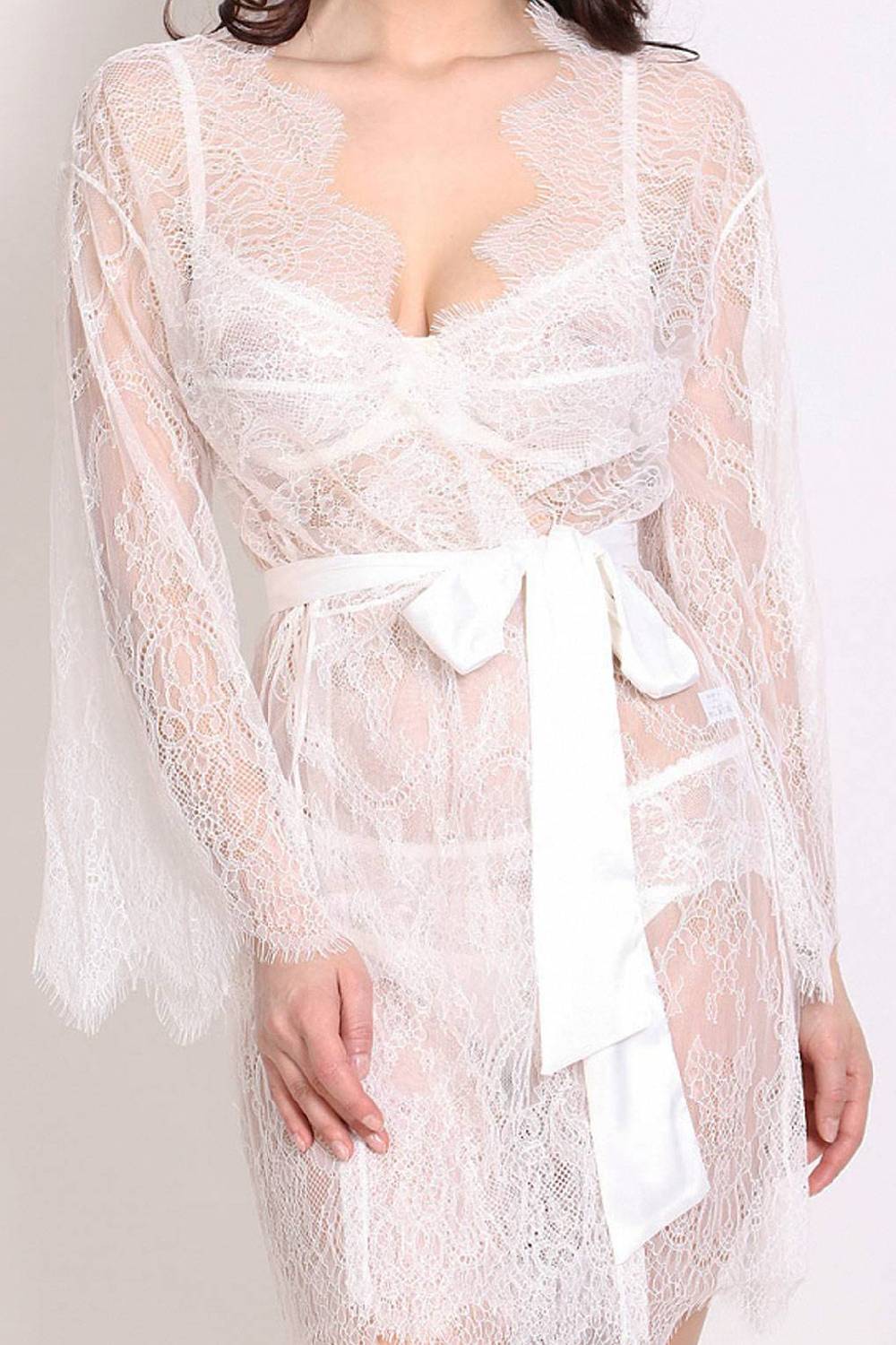 Кружевной халат с фестонами 430-115