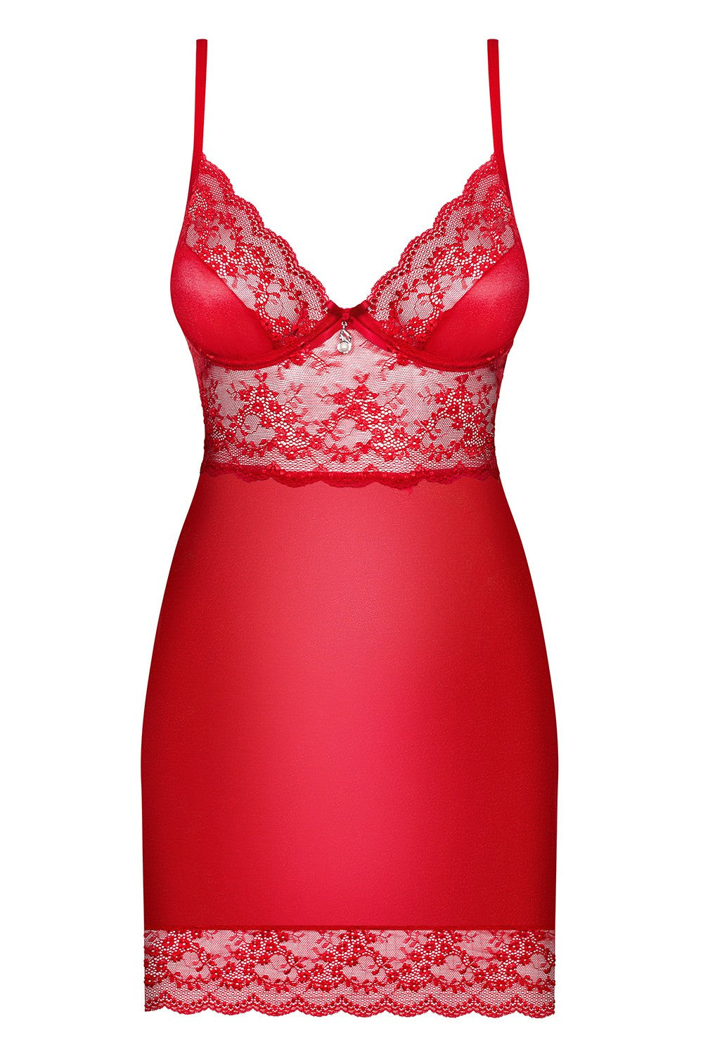 Обтягуюча сорочка з червоним мереживом Lovica