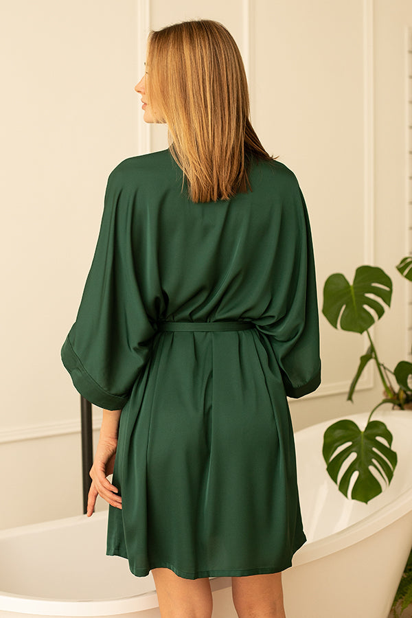 Шелковый халат-кимоно с поясом Emerald SH0006-07-04