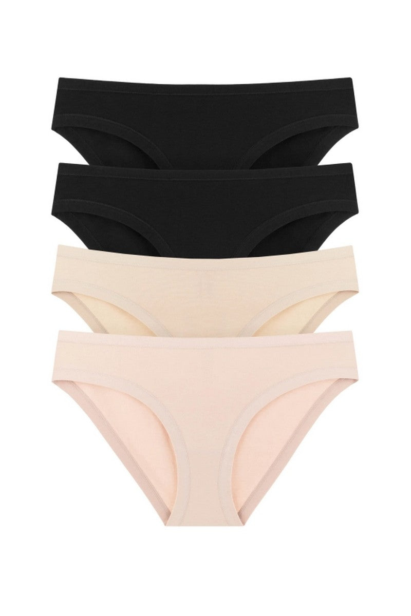 Хлопковые трусики слип 2202-30 (4 шт.) black/black/beige/powder