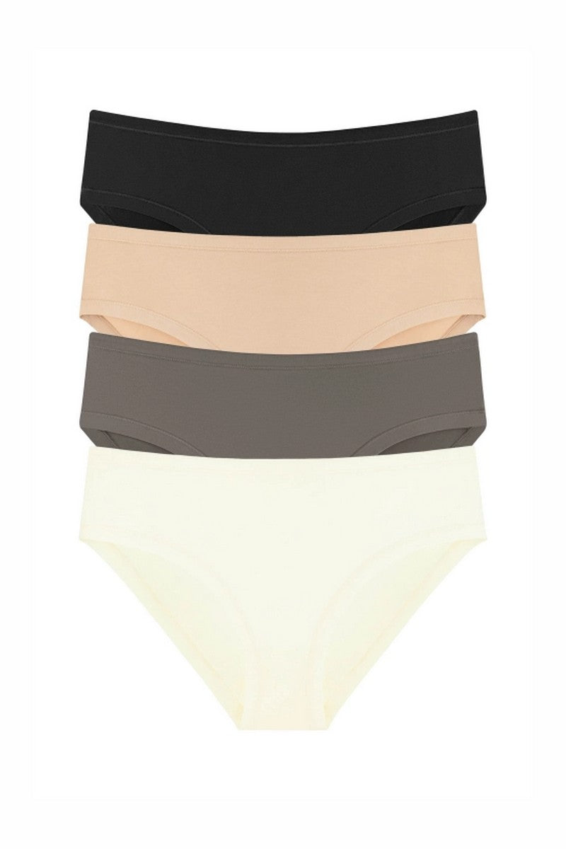Хлопковые трусики слип 2202-34 (4 шт.) black/beige/taupe/champagne