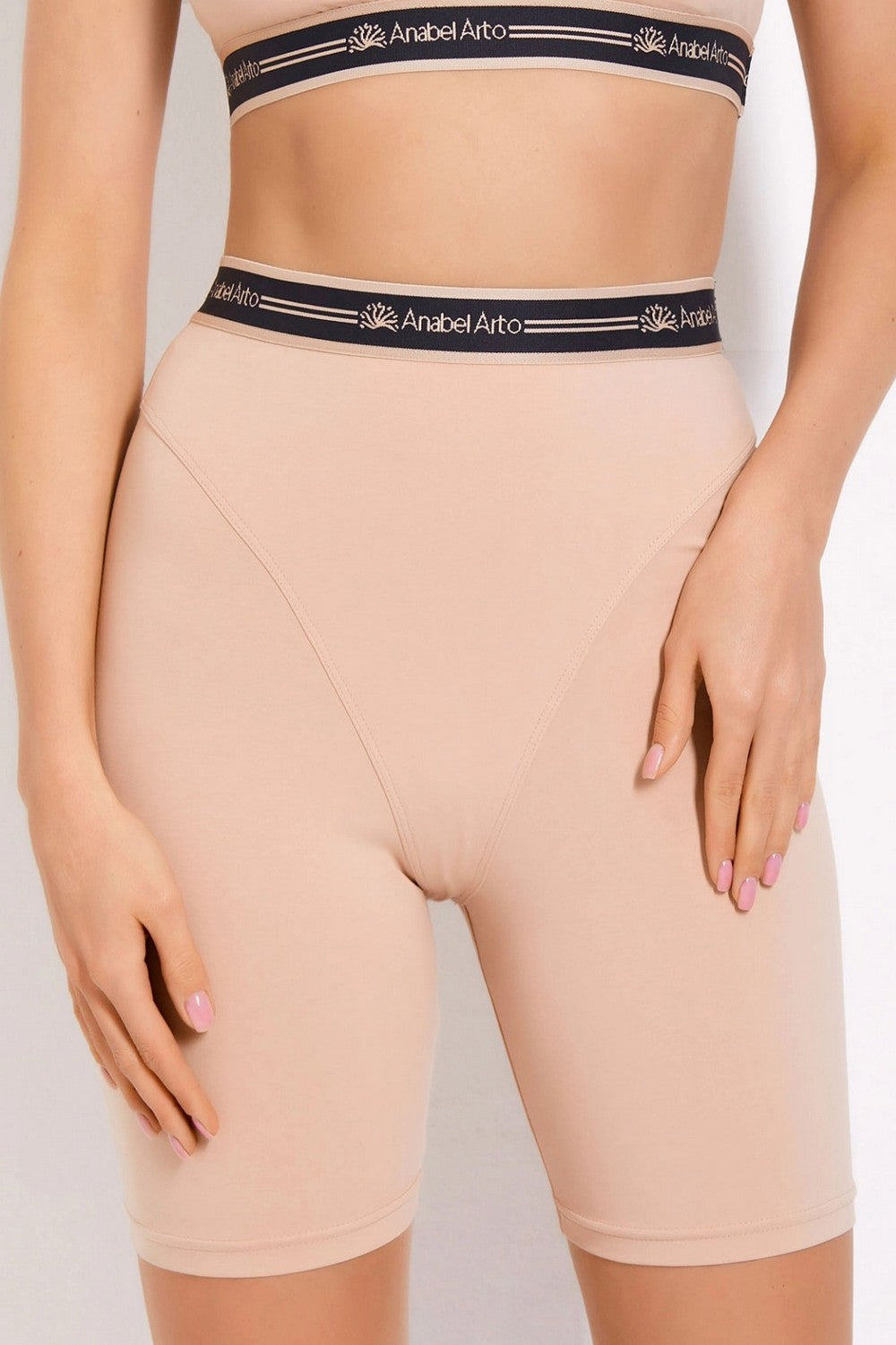 Велосипедки с имитацией белья 2202-6222 beige