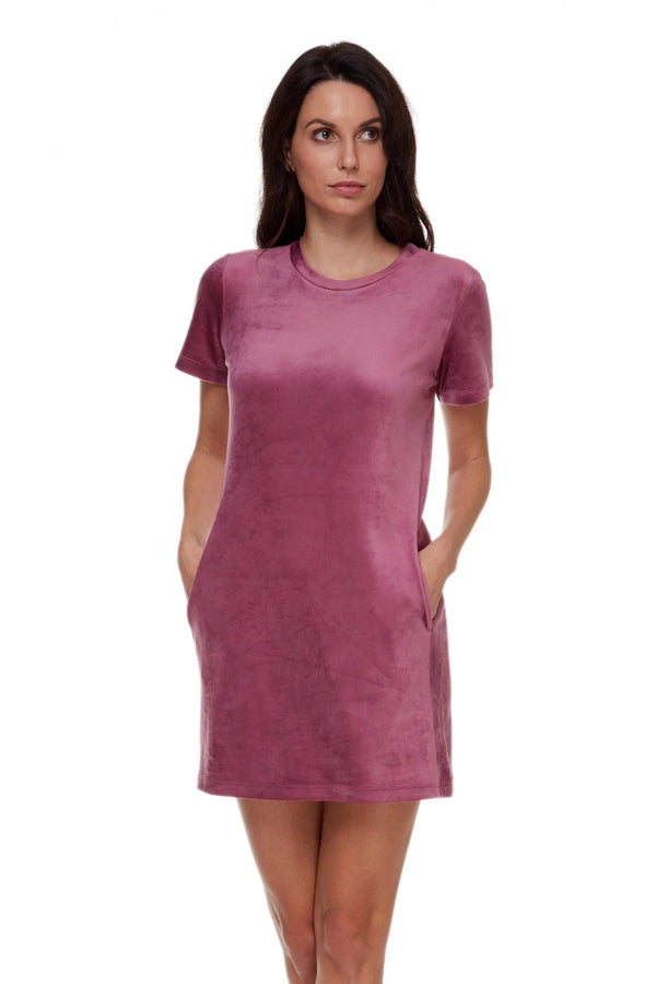 Велюровое платье с карманами 6067 lilac