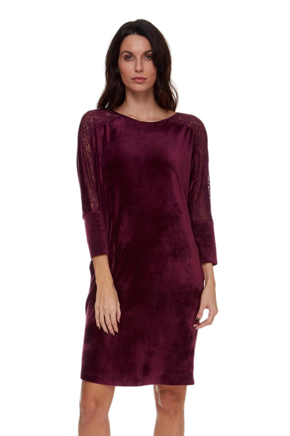 Платье с ажурным кружевом 6072 amaranth