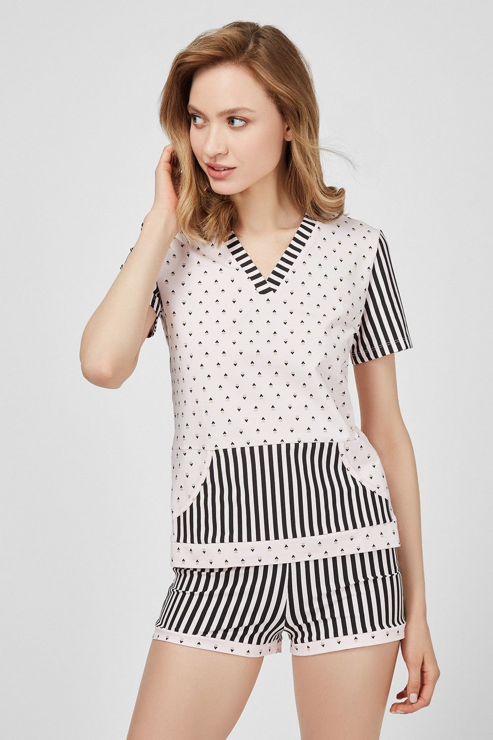 Хлопковая пижама с принтом 6211-4 rose/black