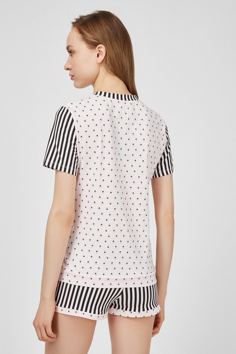 Хлопковая пижама с принтом 6211-4 rose/black