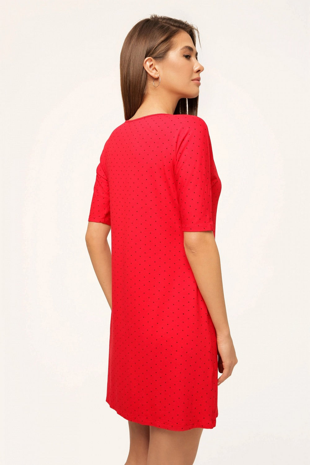Ночная сорочка в горошек 6236-1 red