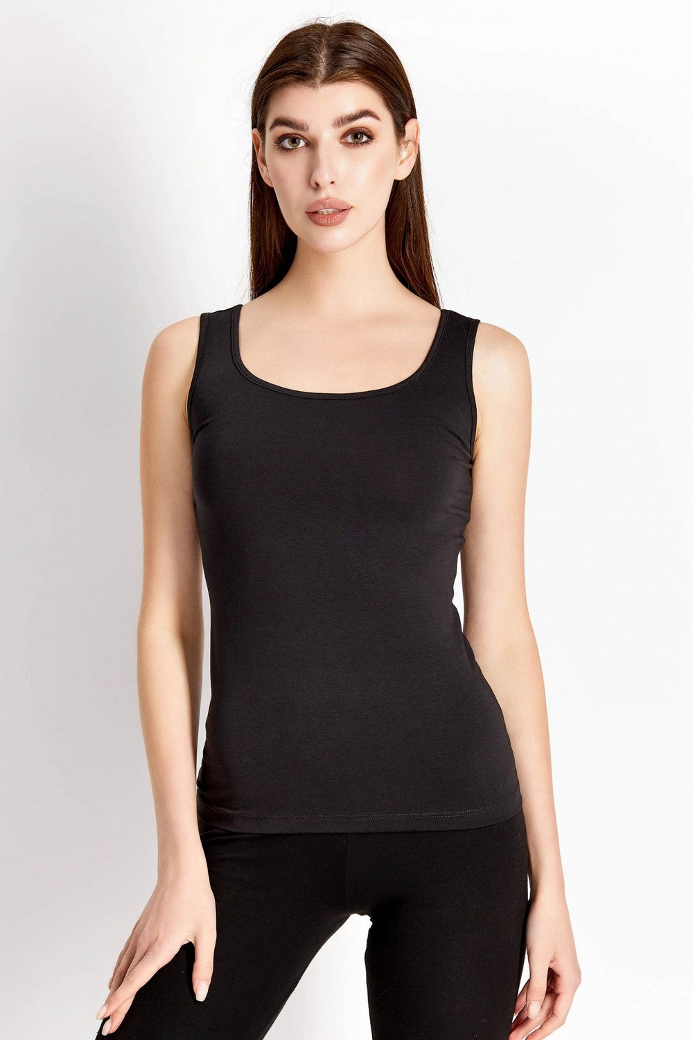 Хлопковая майка на широких бретелях 6251-2 black