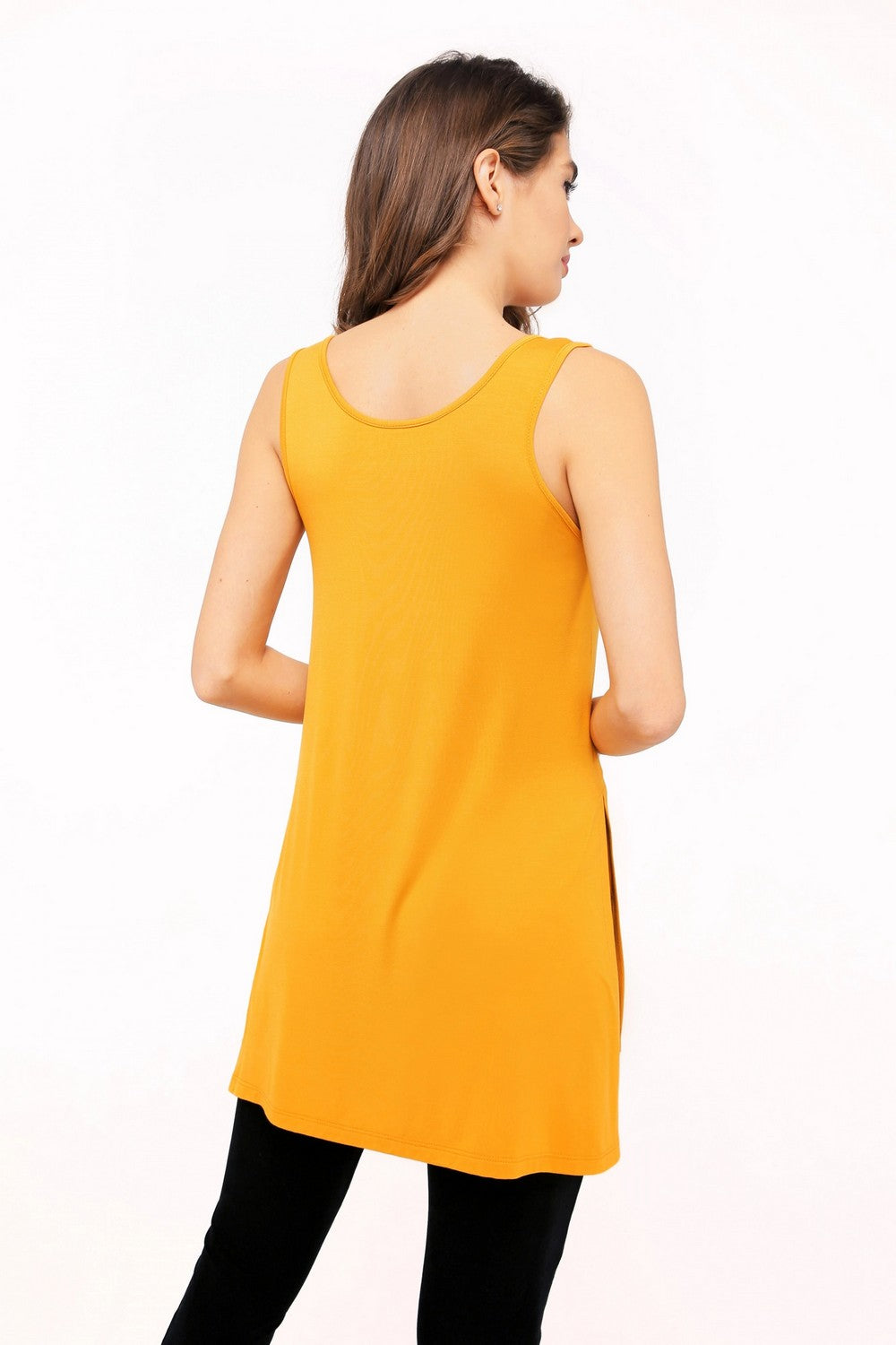 Удлиненная майка из модала 6252-1 mustard