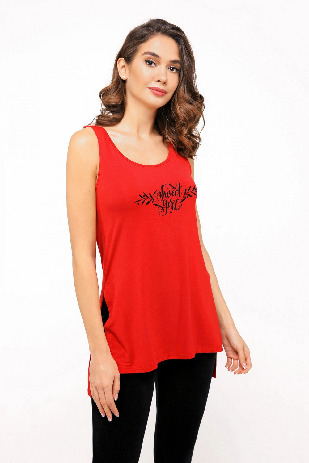 Удлиненная майка из модала 6252-1 terracotta